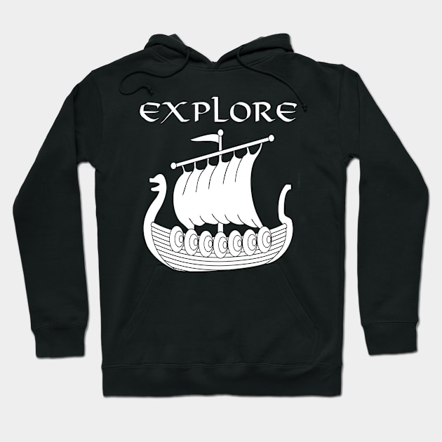 Viking Longship Explore Norse T-shirt Hoodie by AgemaApparel